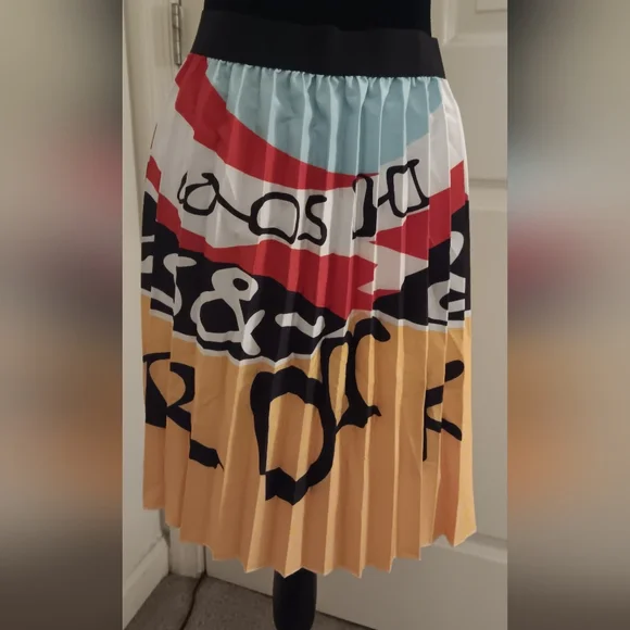 New Plus Size Colorful Graphic Statement Pleated Mini Skirt Women's Size 3X NWOT - Picture 2 of 3